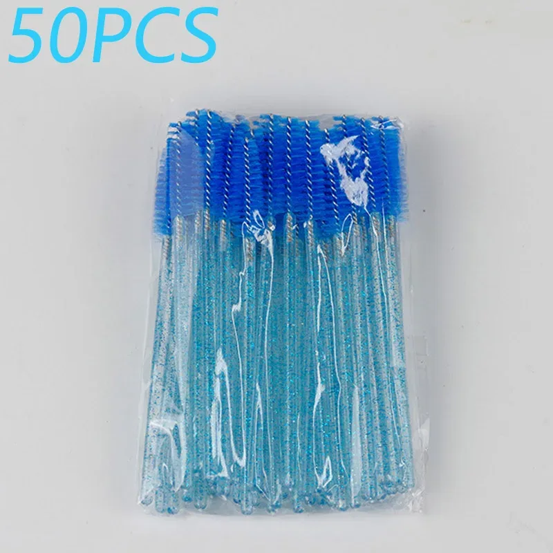 50pcs Crystal Rod Disposable Eyelash Brushes Eyelash Comb Eyebrow Comb Eyelash Curl Spiral Multi purpose Portable Makeup Brush