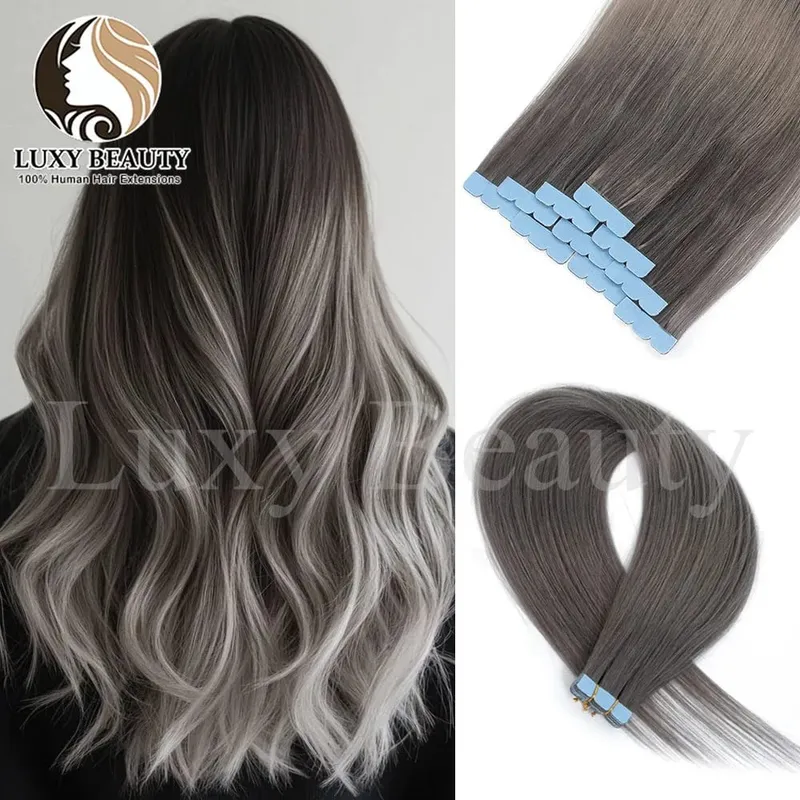 Colored Blue Mini Tape in Human Hair Extensions Invisible Seamless Tape in Hair 10pcs Pink Red Green Purple Blue Mini Tape Hair