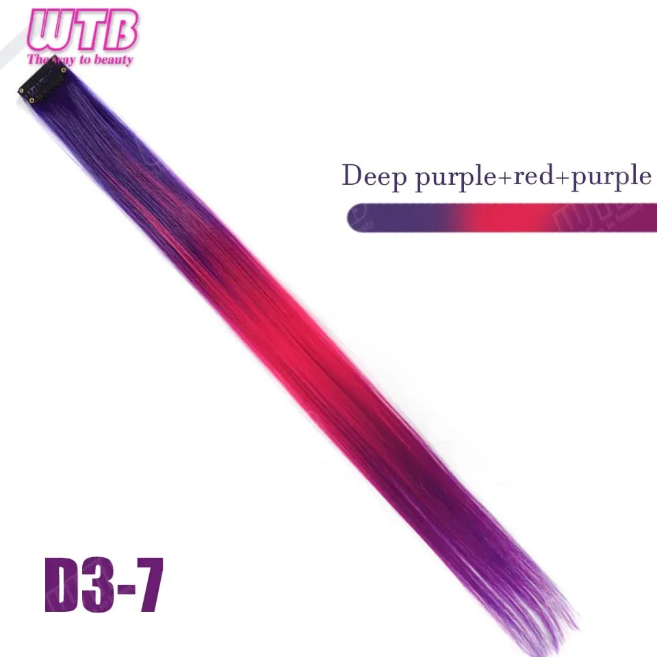 WTB Colored Synthetic Hair Extensions BB Clip Style Gradient Color Hair Extensions Suitable for Women's Daily Wear and Holidays
