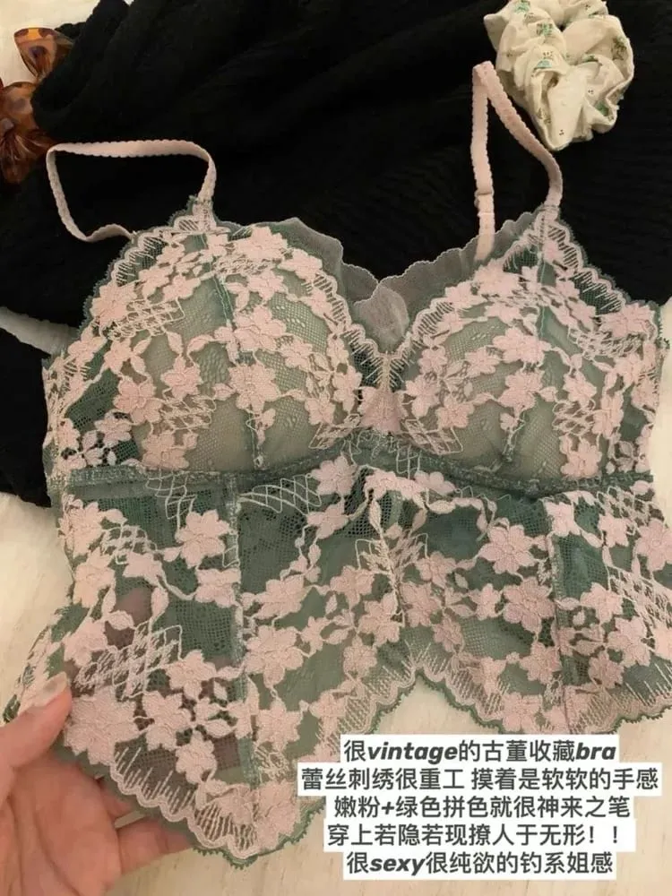 Elegant French Embroidered Halter Bra Small Chest Wrinkle-Free Lingerie Set Beauty Back UK Fit Adjustable Comfort Summer MOYISU — image 2