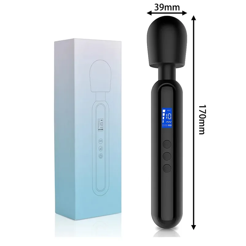 Female Masturbator Massage Stick 10 Frequency 4-speed Silicone Material LCD Display Vibration Stick Adult Sex Products