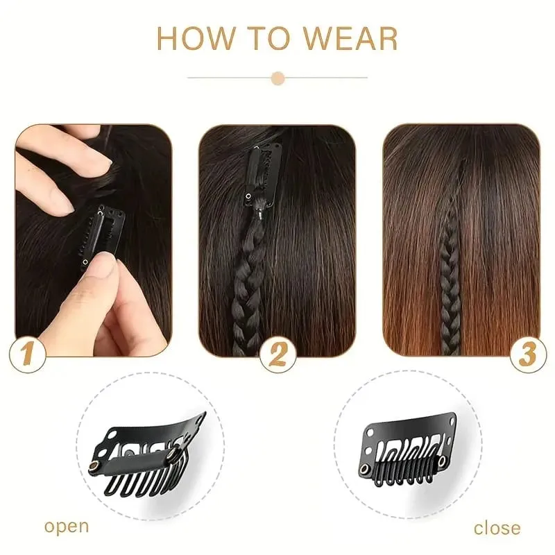 4pcs 20"Long Synthetic Clip-In Box Braid Hairpiece Extension Boho Hairstyle High-Temperature Fiber Daily Costume Party K-POP — image 5