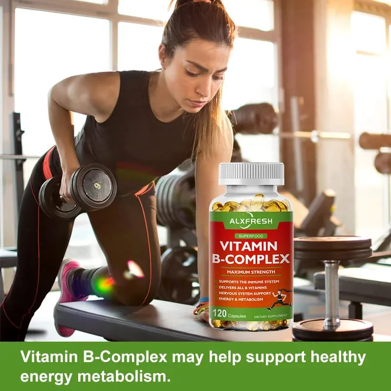 B-Komplex-Vitaminpräparate (B12 B1 B2 B3 B5 B6 B9 Folsäure und Biotin) zur Linderung von Stress, Stimmung und Unterstützung des Immunsystems