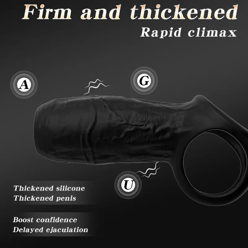 Vibrating Penis Sleeve Cock Ring Penis Ring Vibrator Penis Extender G Spot Stimulation Male Couples Adult Sex Toys for Men — image 3