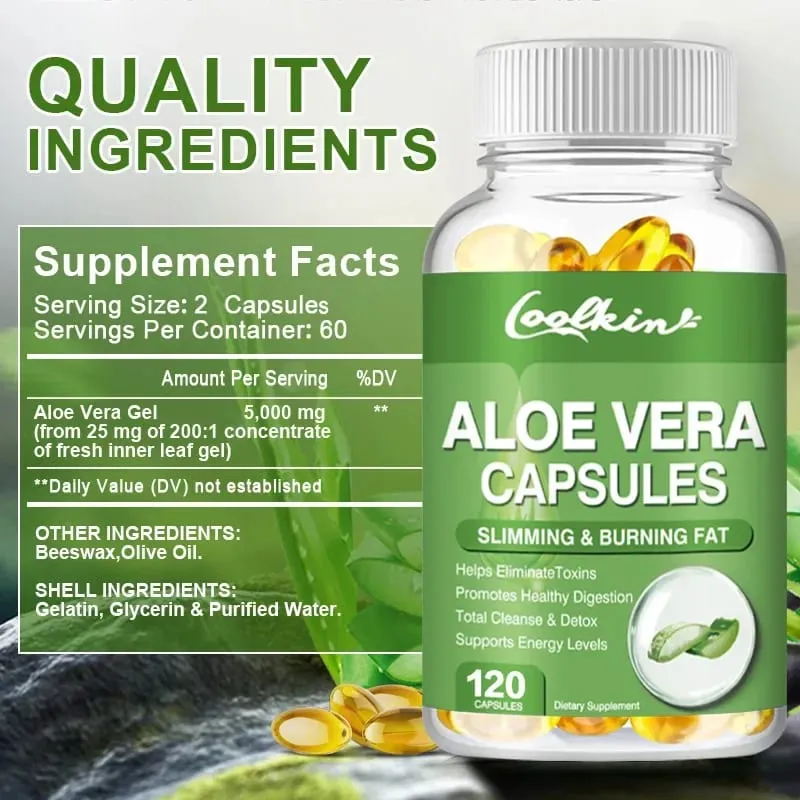 Aloe Vera Extract Capsules - Colon Cleansing Supports Digestive and Immune Health Balances Stomach Acid Antioxidant Non-GMO