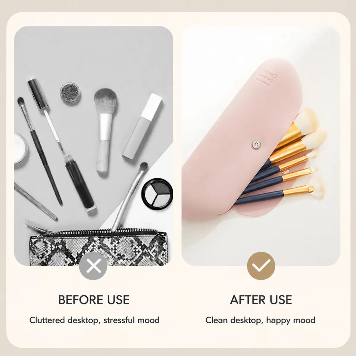 1/2pcs Makeup Brush Storage Bag Silicone Makeup Brush Holder Travel Cosmetic Bag Portable Cosmetic Face Brushes Holder Tool