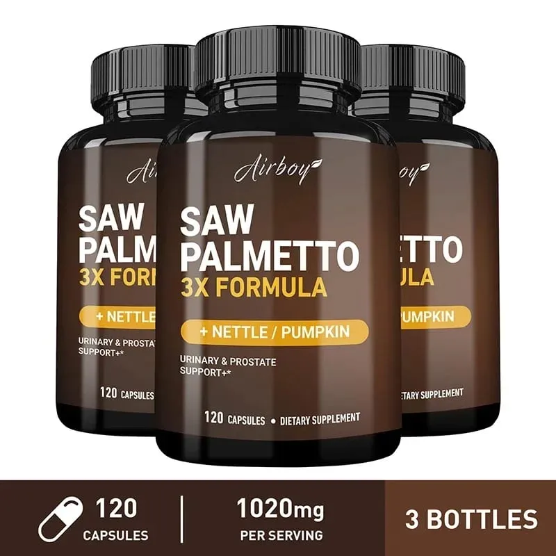 Saw Palmetto Capsules - with Stinging Nettle + Pumpkin Seed Supports Urinary and Prostate Health Improves Sleep Non-GMO