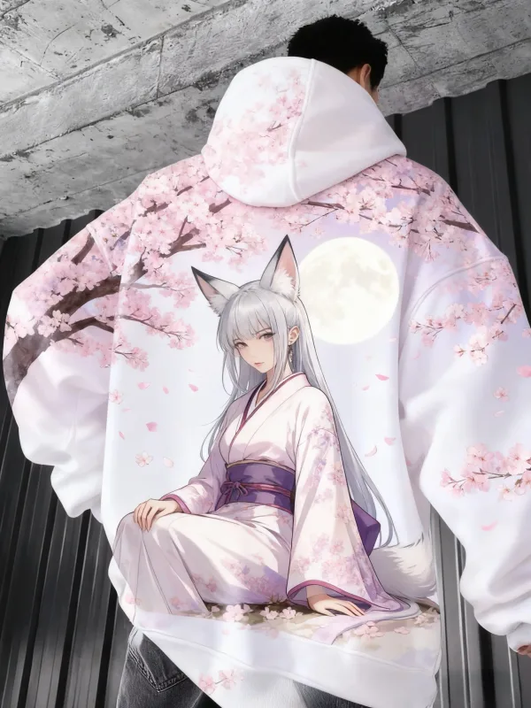 2026 Hot Anime girl back pattern Sweatshirt Casual Long Sleeve Hooded Pullover 3D Printing Top Fashion Oversized Men's Hoodies — image 7