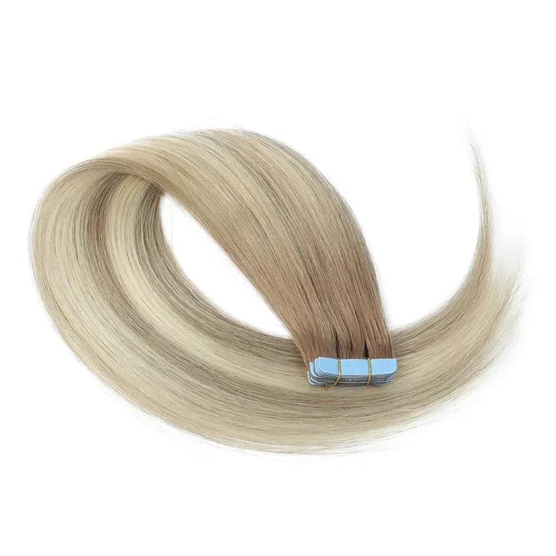 20 Inch Seamless Tape in Hair Extensions Human Hair Soft Invisible Black to Light Gray Color in Human Hair Extensions 30g/20pcs
