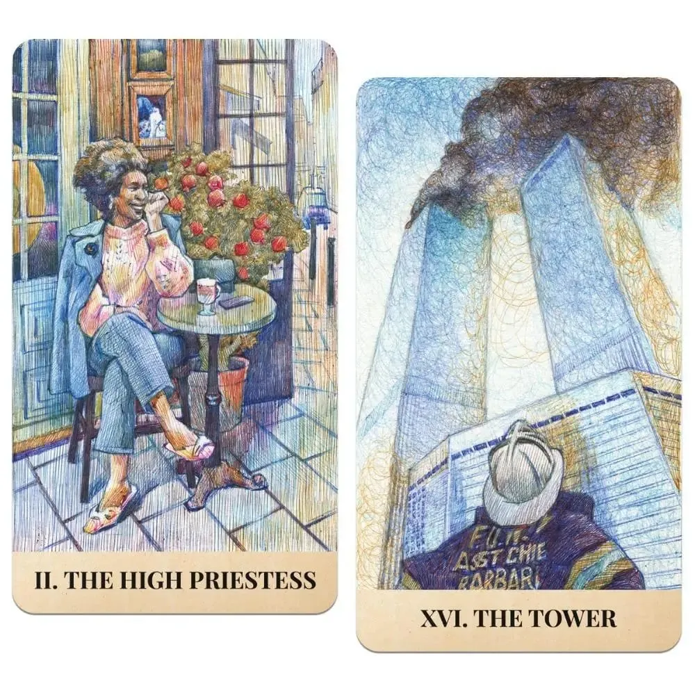 12*7cm City Labyrinth Tarot 78 Cards Tarot Deck | Indy Tarot Pen-drawn about Life In New York In The Early 2000s