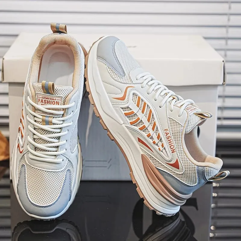 Men's Fall Shoes New Model Breathable Mesh Sports Sneakers Thick Bottom Casual Trendy Footwear