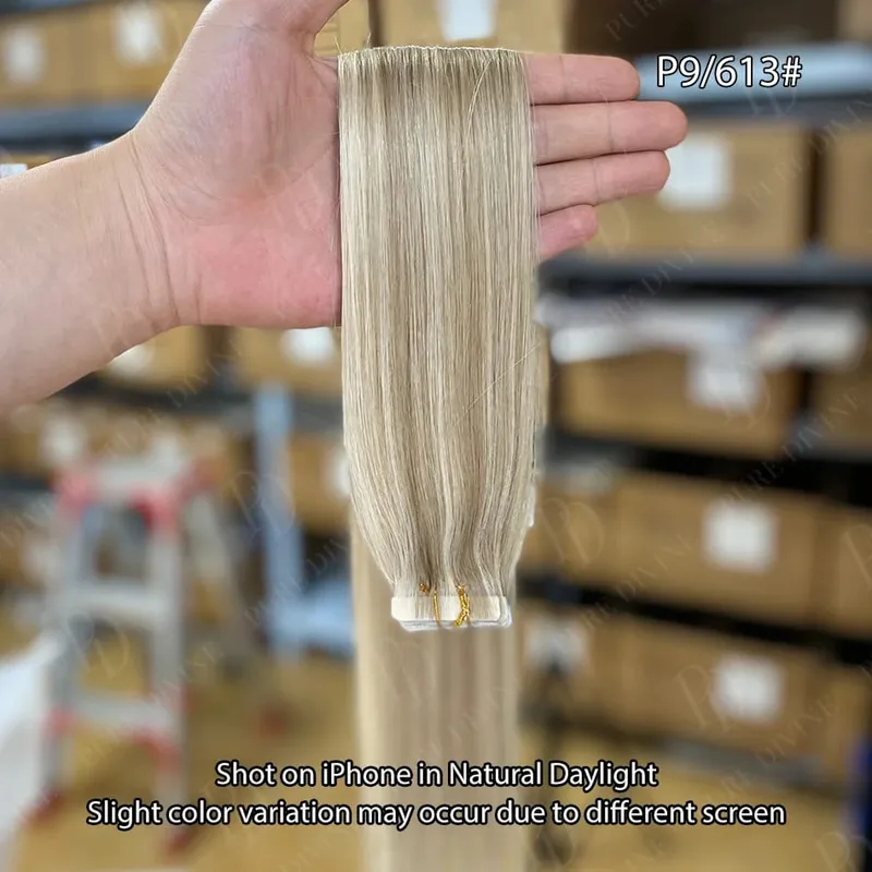 Invisible Tape In Hair Extensions Real Human Hair Seamless PU Skin Weft Human Hair Tape Ins 2.5g/pc 50g/set 22 24 Inches — image 10