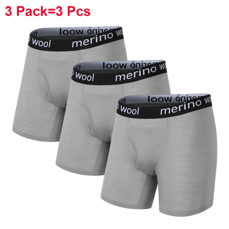 100% Merino Wool Mens Lightweight Boxer Brief Merino Wool Underwear Soft Moisture Wicking Breathable Sports Hiking Underpants