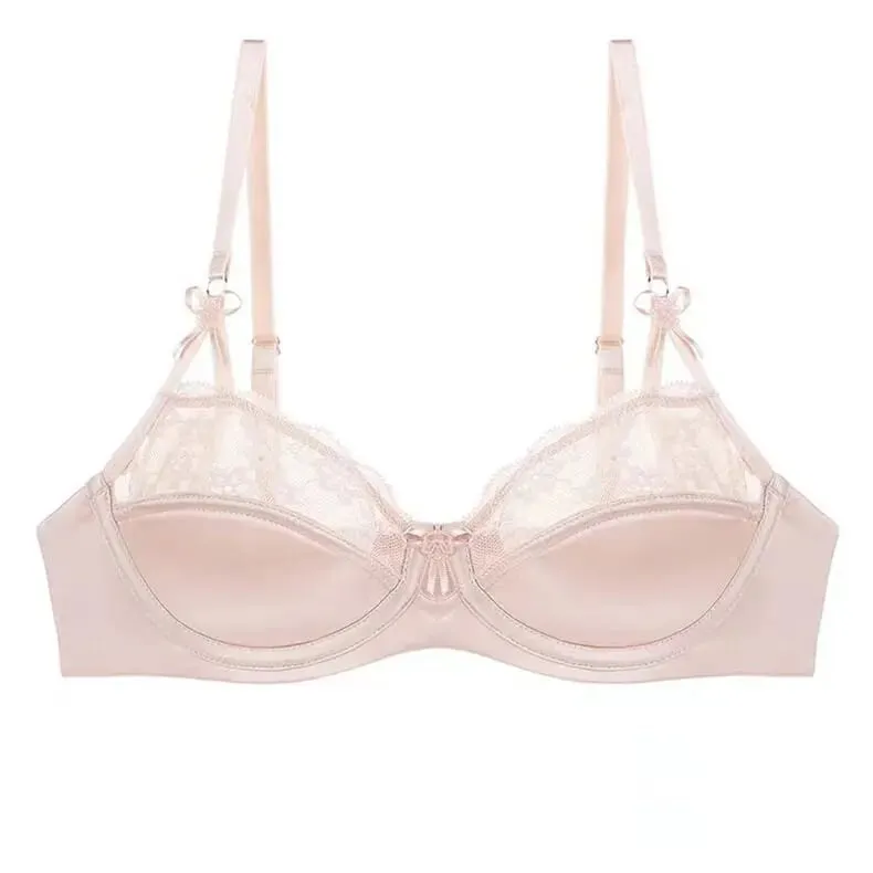 Women Thin French Half Cup Lace Bra Set Minimizer for Big Bust Push Up Anti-Sagging Side Support Comfort Sexy Daily Lingerie Set — image 8