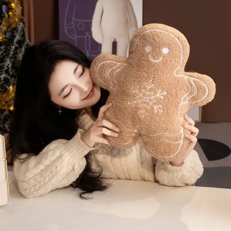 36CM Christmas Gingerbread Man Snowflake House Plush Pillow Toys Biscuit Peluche Stuffed Cookie Soft Doll Room Decoration Gifts