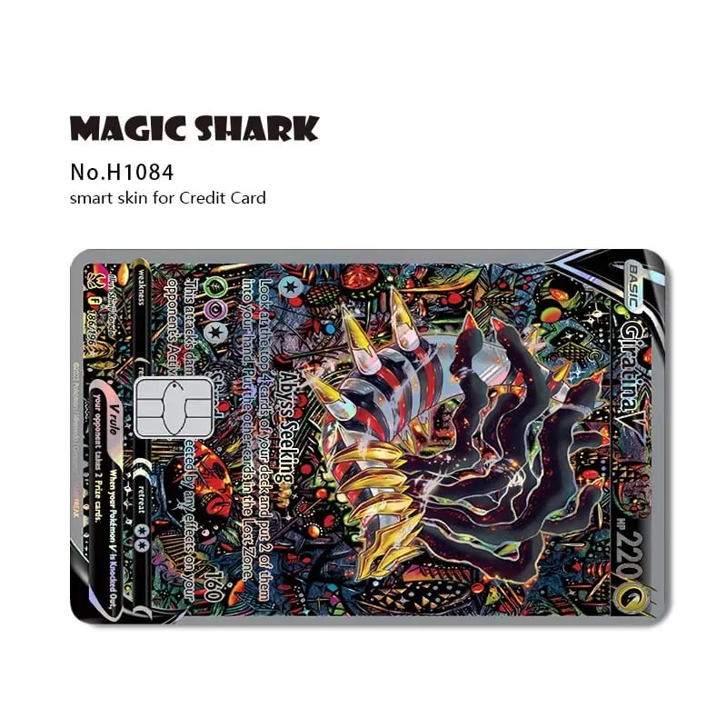 Tubarão mágico mew charizard ex eevee gengar pikachu tcg cartão holográfico laser filme de pele adesivo para cartão de crédito bancário