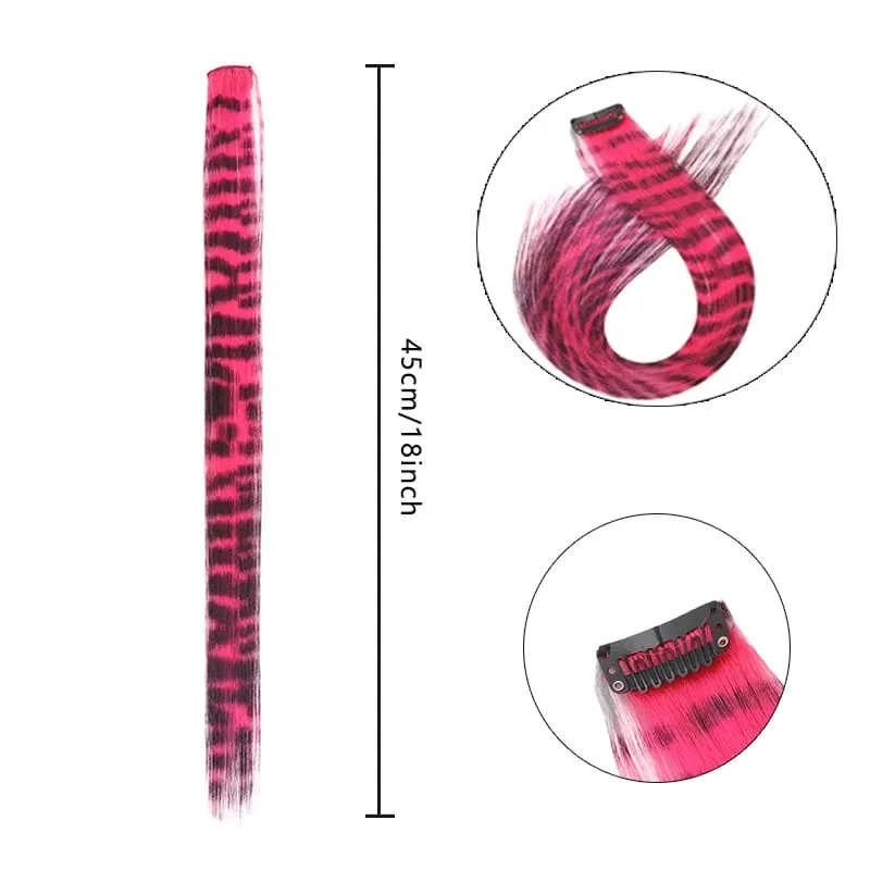 Wig Colored Synthetic Hair Extensions One Card Invisible and Traceless Leopard Print Hanging Ear Dye Long Straight Hair Extensio