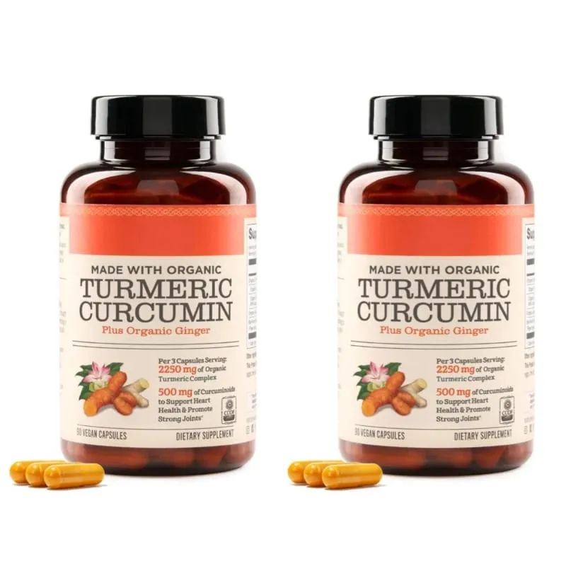 Turmeric Curcumin Plus Vegan Capsules Made with Organic Ginger Supports Joint Health and Heart Health Non-GMO 90 Capsules — image 8