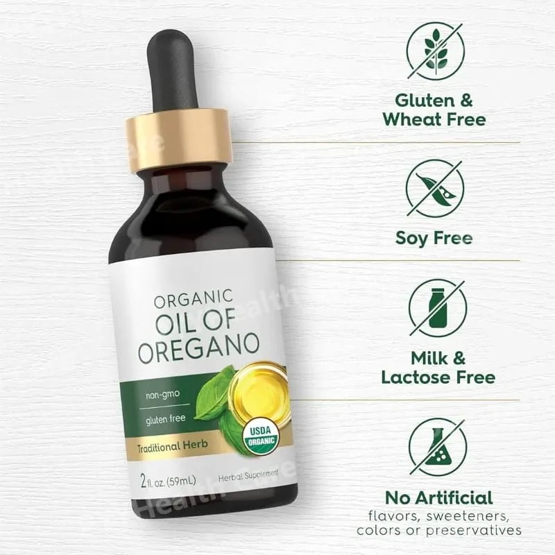 Organic Oil of Oregano Liquid Drops Vegan Herbal Supplement Daily Nutritional Support 60ml Per Bottle — image 4
