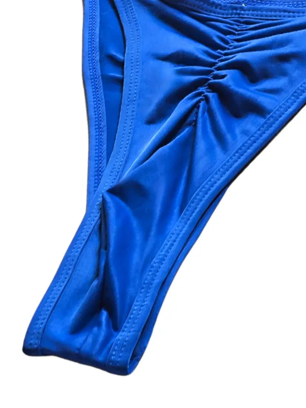 Tanga franzida com fenda alta masculina, roupa íntima masculina casual e sedosa, ultra sexy e respirável, 1 peça