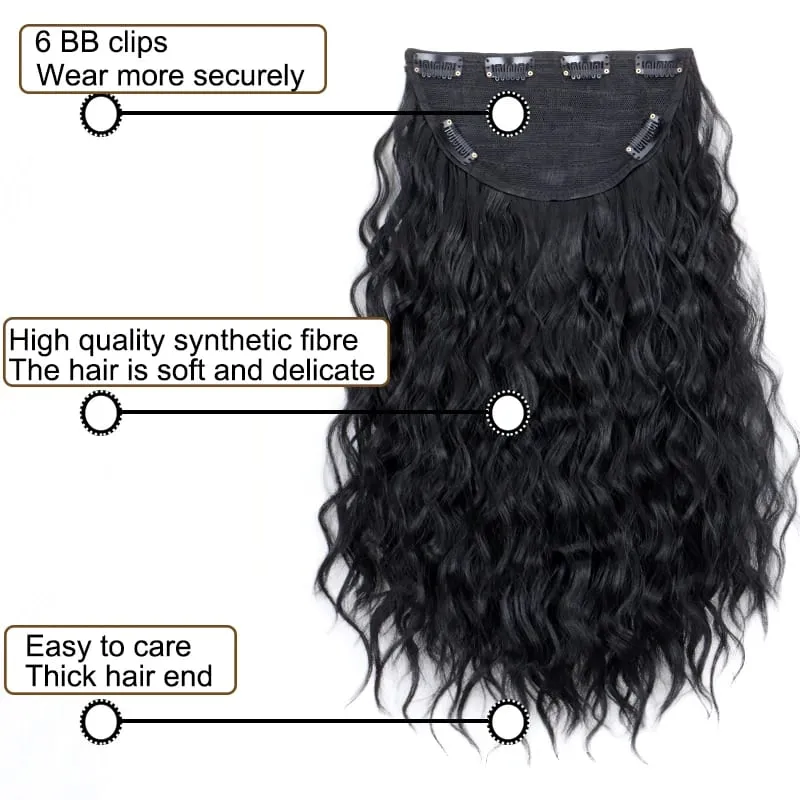 18Inch Synthetic One Piece 6 Clips Short Wavy Curly Clip-In Hair Extension Invisible Fulffy Black Brown Hairpiece for Women — image 6