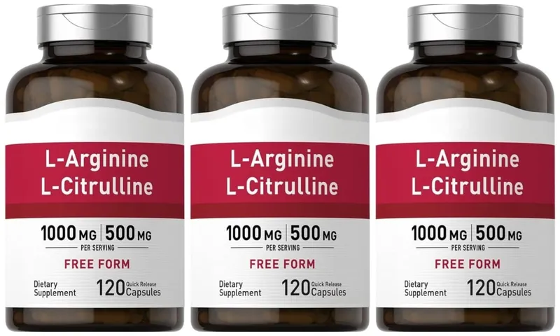 1500 mg de L-Arginina e L-Citrulina por porção Complexo de aminoácidos em forma livre para homens e mulheres Não-OGM sem glúten 120 cápsulas