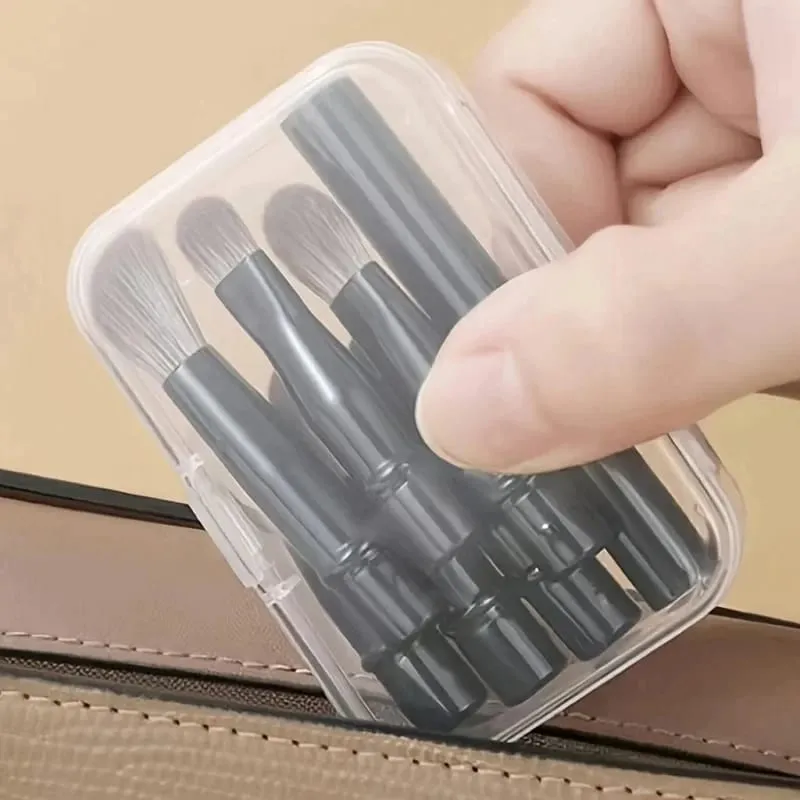 6ks mini cestovních sad štětců na make-up s odnímatelnou hliníkovou trubicí přenosný štětec na oční stíny a úložný box