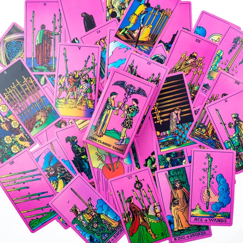 10.3*6cm Pink Neon Style Tarot Deck 78pcs - Classic Rider-Waite Smith Vibrant Trippy Cards — image 6