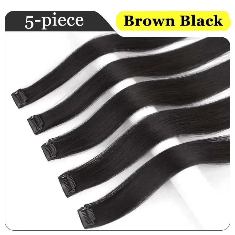 5pcs/Set Hair 1Clips Hair Extensions For Women 24Inches Long Straight Synthetic Fiber Wigs Suitable For Daily And Party Occasion — image 11