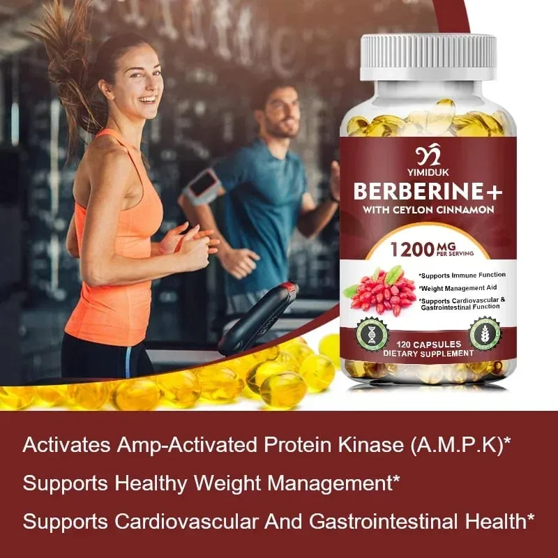 Berberine 1200mg Supplement Supports AMPK Activation Healthy Glucose Metabolism Immunity & Weight Control for Adults