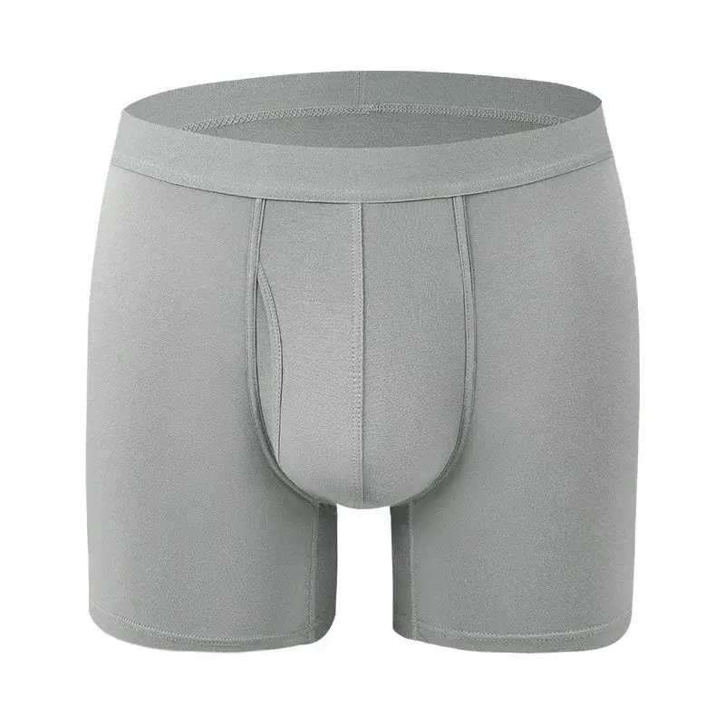 Big Pouch Men Bamboo Fiber Boxer Briefs Breathable Underwear With Fly Opening Mid Waist Sports Trunks Moisture Wicking Soft Cool