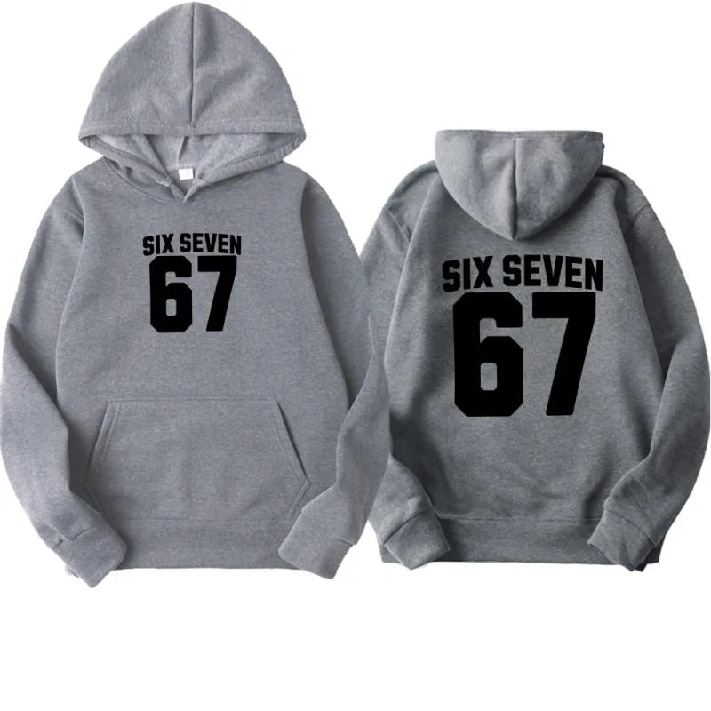 Men's Hoodie Six Seven 67 Number Letter Double Sided Print Pullover Sweatshirt Long Sleeve Loose Casual Hooded Tops Streetwear — image 7