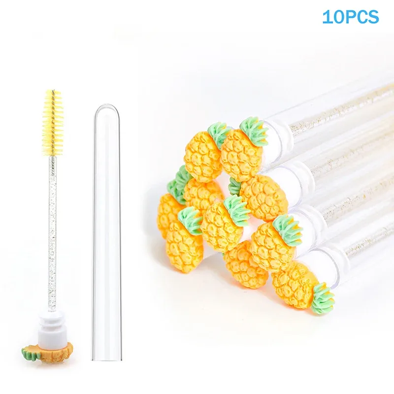 10PCS/Set Fruit Collection Mascara Brush Reusable Lash Brush Tube Spoolies Lash Extension Brushes Applicators Makeup Tools