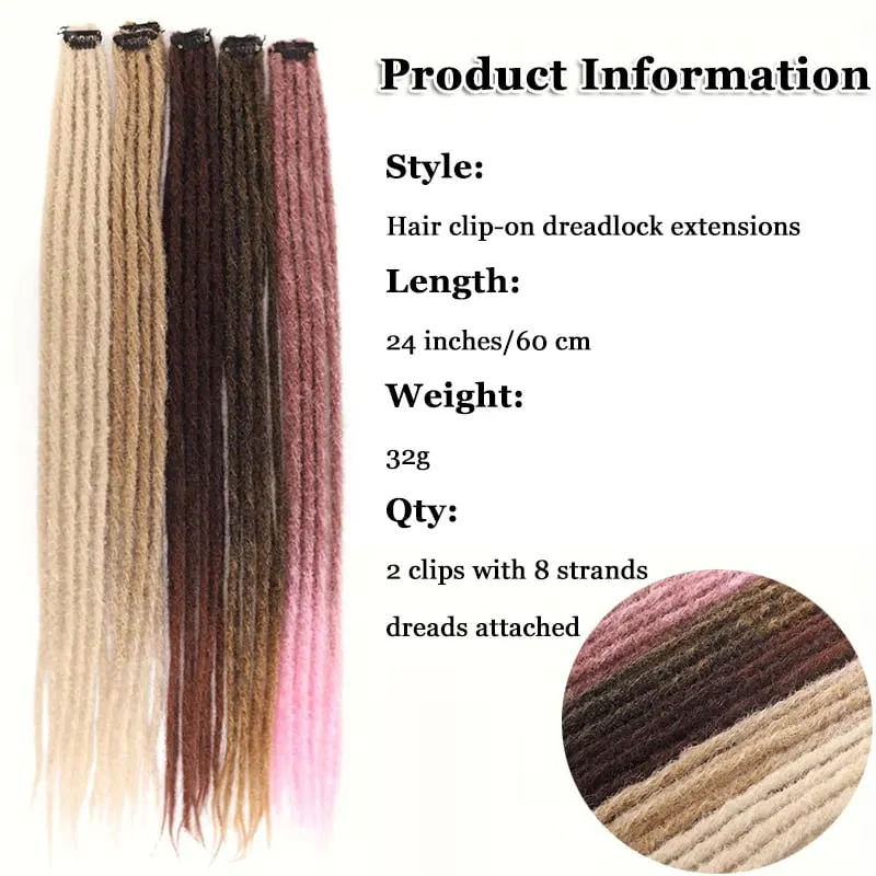 2pcs Gradient Brown Blonde Thin Dreadlock Extensions Synthetic Handmade Single Locs Braids for Men Hip Hop Street Styling