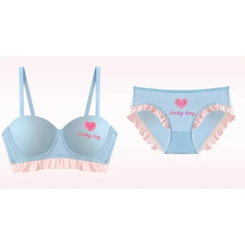 Blue Heart Seamless Wireless Bra Round Half Cup Lingerie for Small Chest Push Up No Underwire Sexy Intimates S-XL