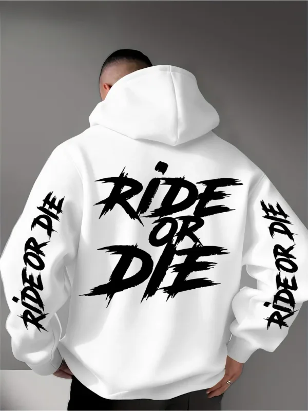 Men's Ride Or Die Hoodie Biker Motorcycle Graphic Back Sleeve Print Oversized Pullover Sweatshirt Streetwear Autumn Winter — image 4