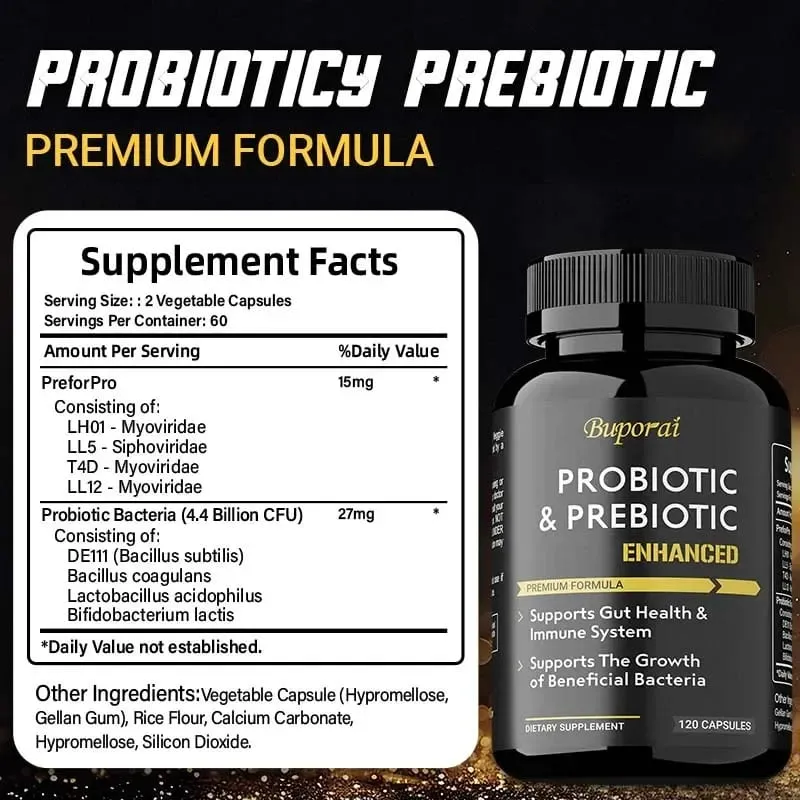 Probiotics & Prebiotics Capsules - Helps Balance Stomach Acid Promote Healthy Intestinal Digestion and Relieve Bloating — image 3