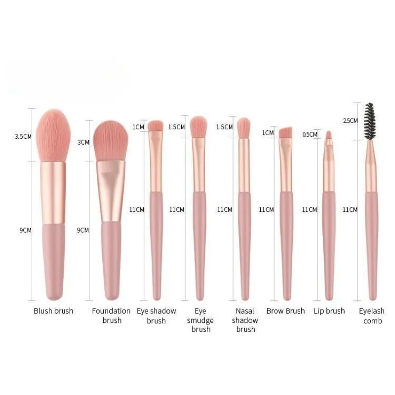 8Pcs Mini Macaron Soft Makeup Brushes Set Portable Beginner Beauty Tools for Blush Eyeshadow Complete Cosmetic Brush Kit