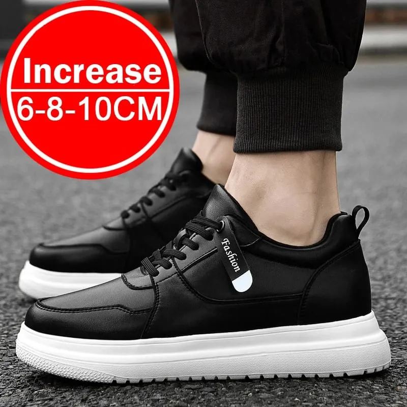 Plus Size37-46 Lift Sepatu Pria Lift Sepatu Tinggi Meningkatkan Insole 8Cm Putih Hitam Lebih Tinggi Sepatu Pria Rekreasi Sepatu Fashion