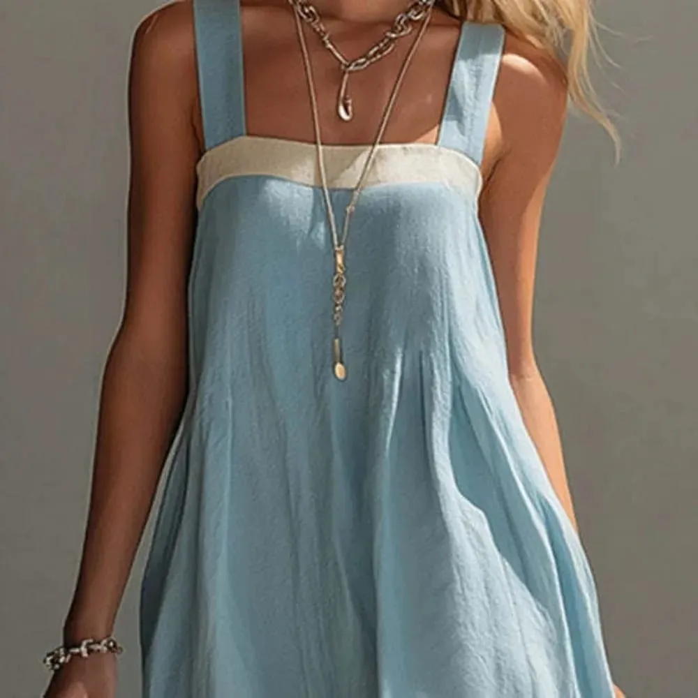 Women Color Block Sleeveless Maxi Dress Spaghetti Strap Loose Flowy Tiered Casual Sundress for Beach Vacation and Resort Wear — image 4