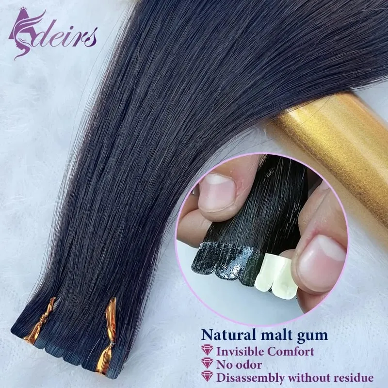 Mini Tape In Hair Extensions Really Human Hair Extensions Black Brown Blonde Invisible Tape In Straight 16"-26" For Salon — image 3