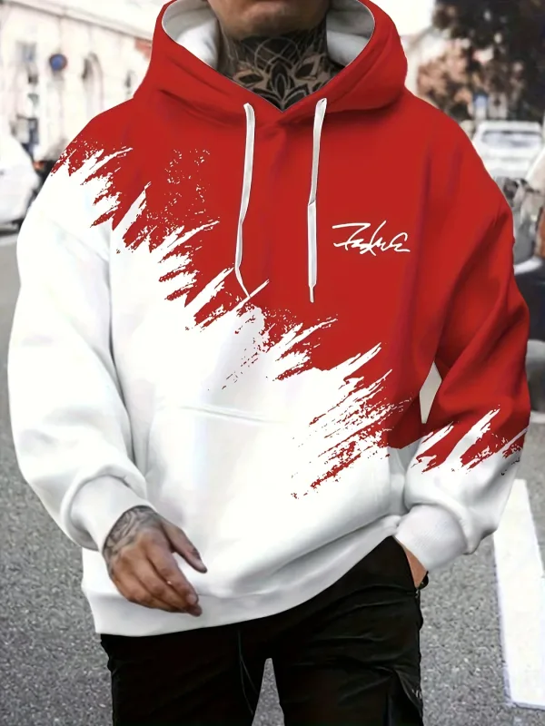 Fashion Gradient Print Men's Hoodies Nakakatawang 3D Letter Pattern Oversized Sweatshirts Autumn and Winter Casual Pullover Men Clothes