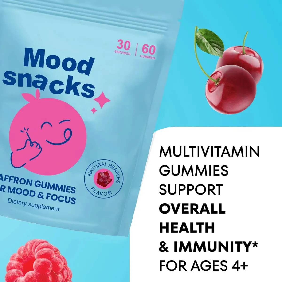 Stemmingssnacks - Saffraangummies voor kinderen Natuurlijke bessensupplementen bieden stemmingsondersteuning en kalmeert driftbuien Suikervrije gummies — image 4