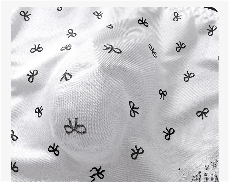 Soft men's underwear bow print lace calzoncillos hombre 3D space adults 18 plus size cueca nude feeling sissy cuecas masculino — image 15
