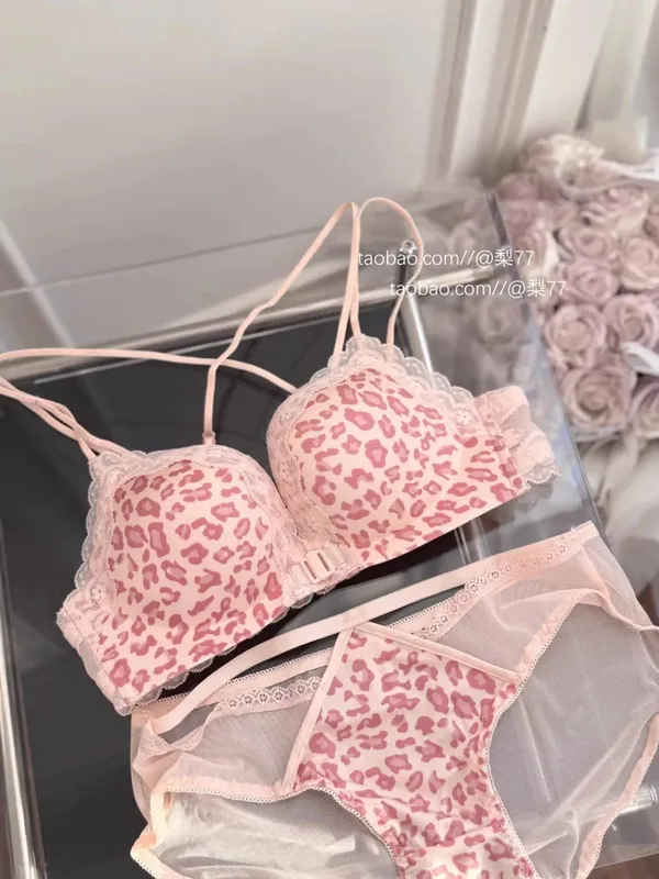Leopard Print Front Button Bra Set Push Up Petite Women Backless Sexy Lingerie for Party Gathering Enhance Bust Show Larger S-XL — image 11