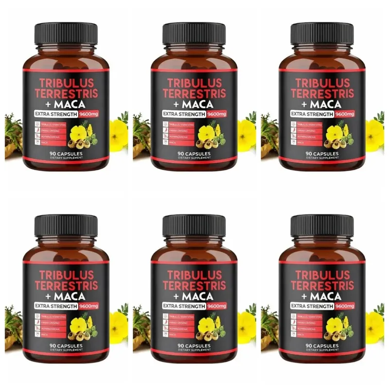 Tribulus Terrestris + Maca Root Extract Supplement Supports Energy Vitality Natural Herbal Health Non-GMO 90 Vegan Capsules