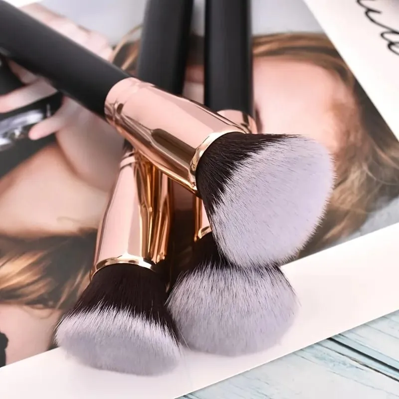 3pcs Professional Makeup Brush Set with Foundation Blush & Eyeshadow Brushes - Soft Nylon Bristles Portable Travel-Friendly Co