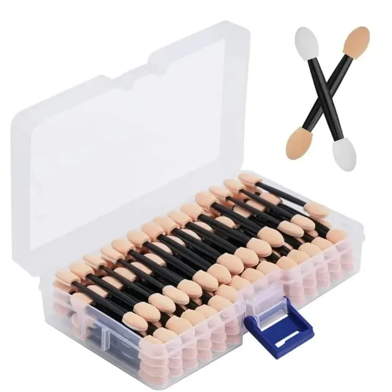 50/100/200/300/500PCS Dual Sides Eye Shadow Sponge Applicators with Container Length Eyeshadow Brushes Makeup Applicator