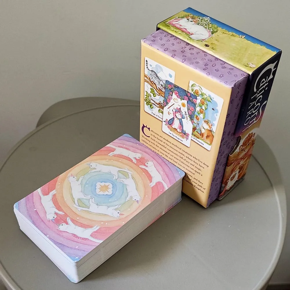 Deck in Rigid Box 78 Whimsical Watercolor Cat Cards Double-embossed Indie Deck for Cat Enthusiasts