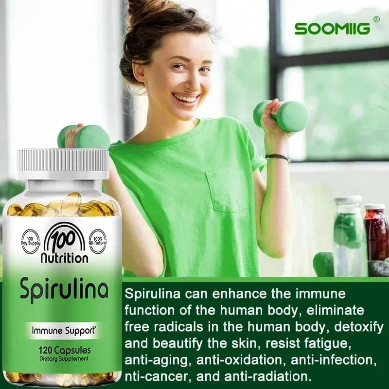 Organické superpotravinové řasy Spirulina Softgels – podporují zdraví kardiovaskulárního a imunitního systému Výkonný antioxidant — image 6